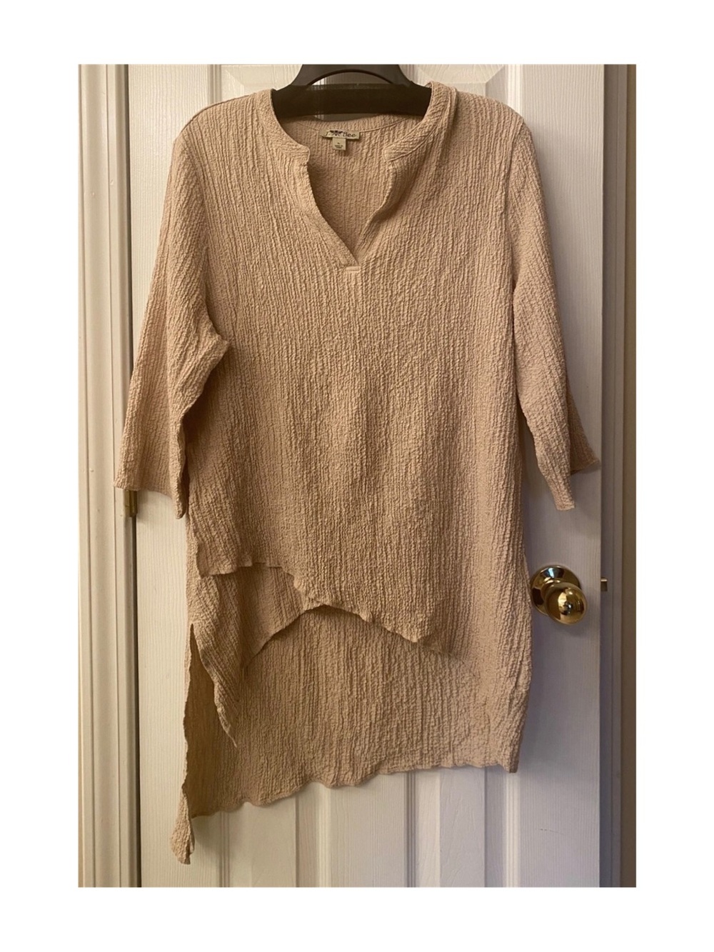 J Bee Tan Brown Pullover Tunic Top Shirt Blouse Large